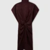 Midi-Kleid mit Schlangenprint und Schulterpolstern