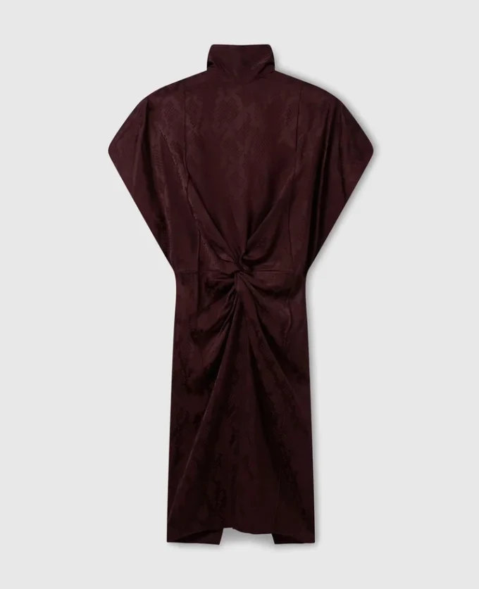 Midi-Kleid mit Schlangenprint und Schulterpolstern
