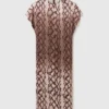 Midi-Kleid mit Schlangenprint und Schulterpolstern