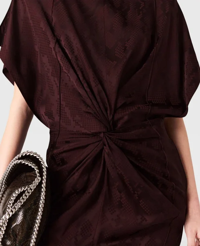 Midi-Kleid mit Schlangenprint und Schulterpolstern