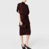 Midi-Kleid mit Schlangenprint und Schulterpolstern