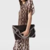 Midi-Kleid mit Schlangenprint und Schulterpolstern