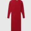 Midi-Kleid mit Schulterpolstern und langen Ärmeln