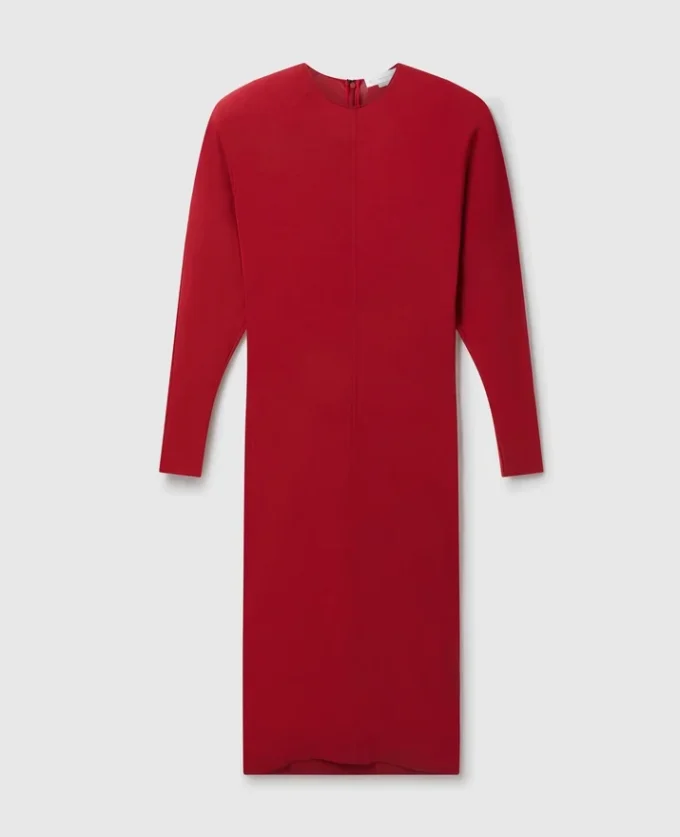Midi-Kleid mit Schulterpolstern und langen Ärmeln