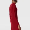Midi-Kleid mit Schulterpolstern und langen Ärmeln