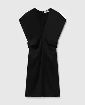 Midi-Kleid mit tiefem V-Ausschnitt und Kapuzenärmeln