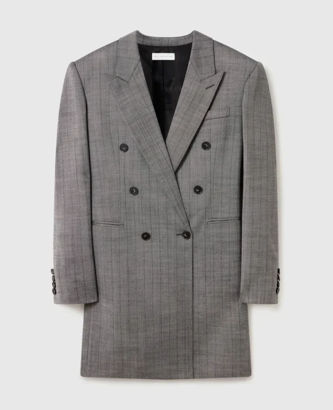 Mini-Kleid mit doppelreihigem Nadelstreifenblazer