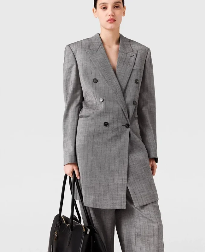 Mini-Kleid mit doppelreihigem Nadelstreifenblazer