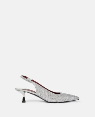 Mit Kristallen verzierte Slingbacks mit Kitten-Heel