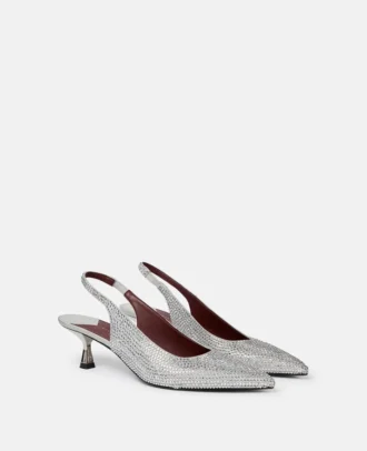 Mit Kristallen verzierte Slingbacks mit Kitten-Heel