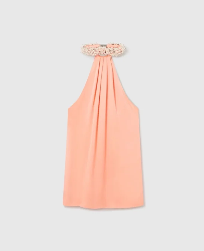 Mit Perlen verziertes Twisted-Minikleid