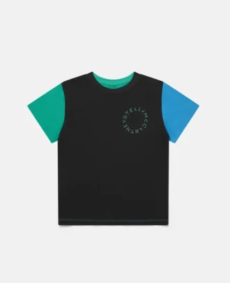 Oversized-Baumwoll-T-Shirt mit Farbblock