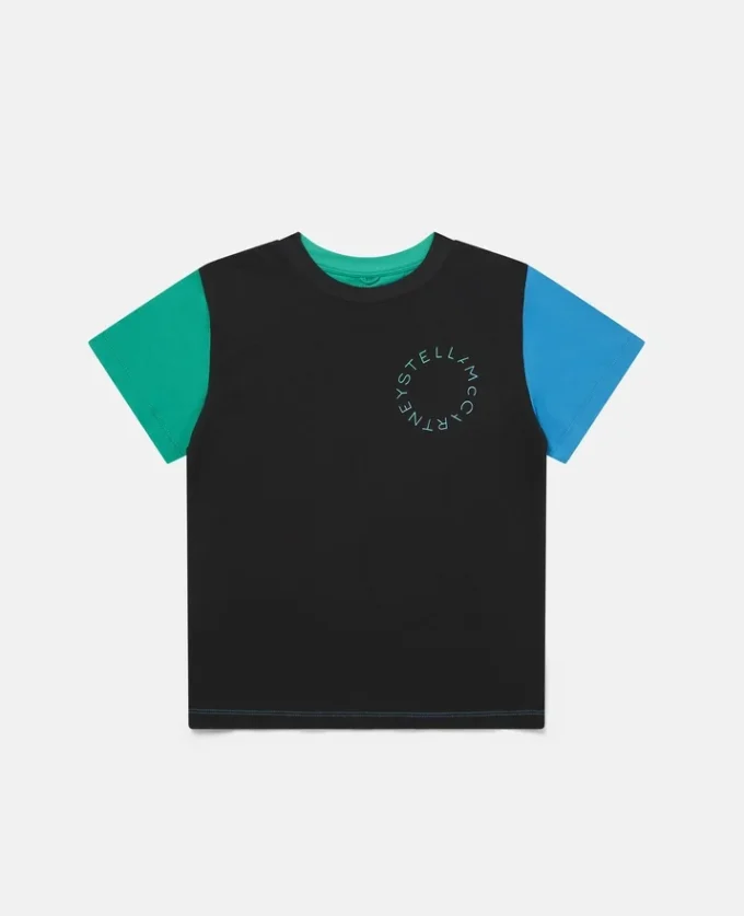 Oversized-Baumwoll-T-Shirt mit Farbblock