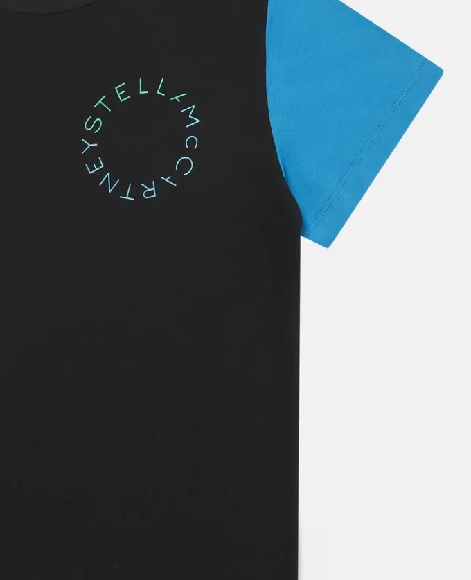 Oversized-Baumwoll-T-Shirt mit Farbblock