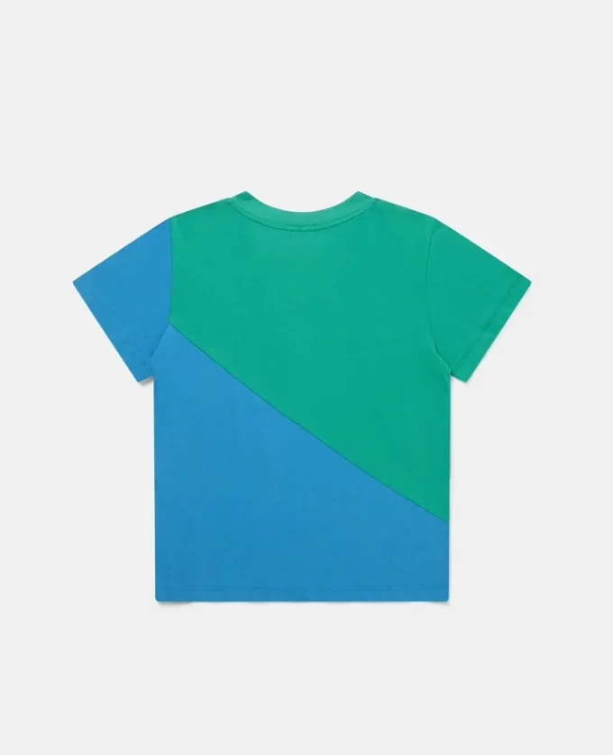 Oversized-Baumwoll-T-Shirt mit Farbblock