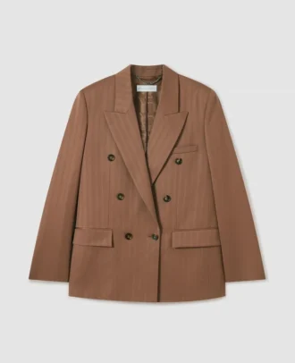 Oversized-Blazer mit Nadelstreifen und doppelter Knopfleiste