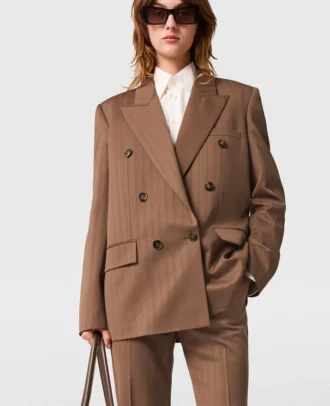 Oversized-Blazer mit Nadelstreifen und doppelter Knopfleiste