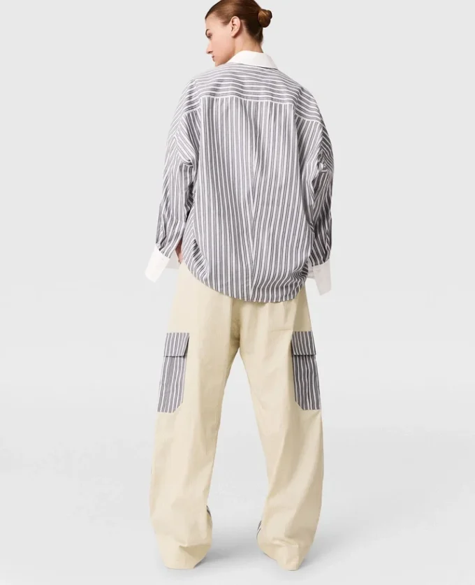 Oversized-Hemd mit gemischten Streifen