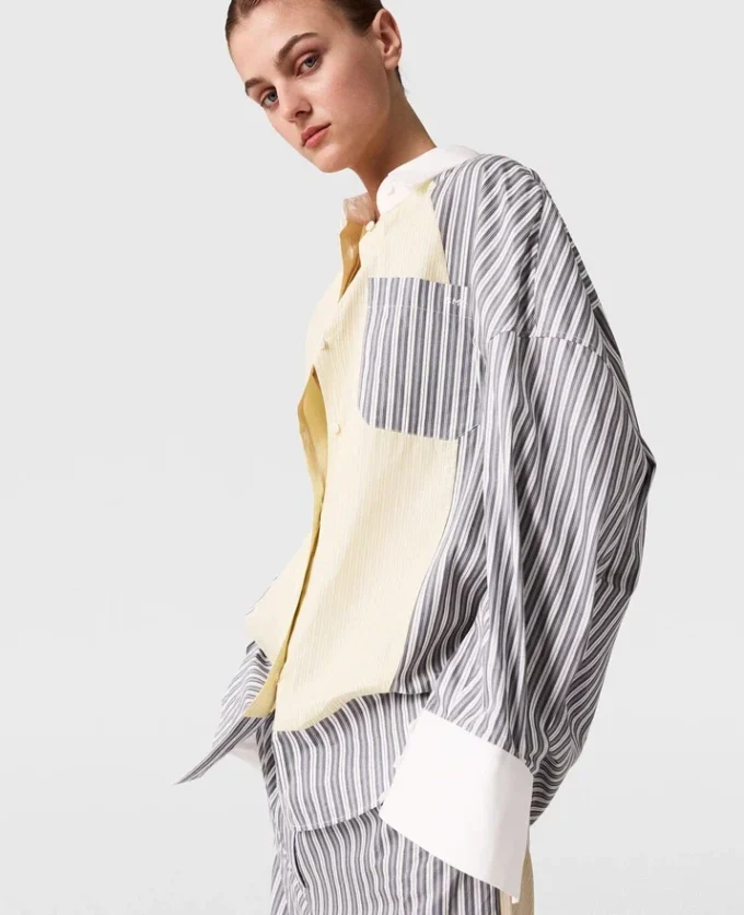 Oversized-Hemd mit gemischten Streifen