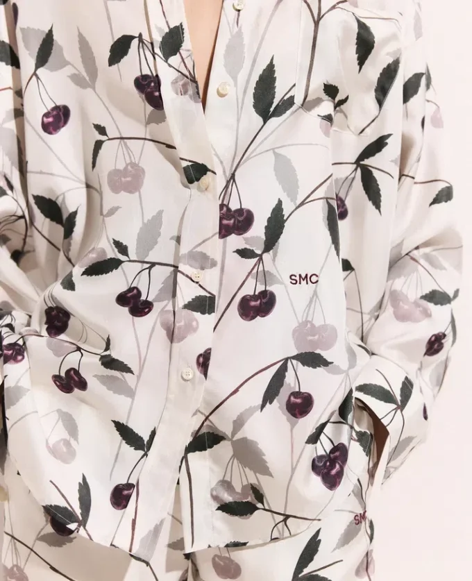 Oversized-Hemd mit Kirschprint