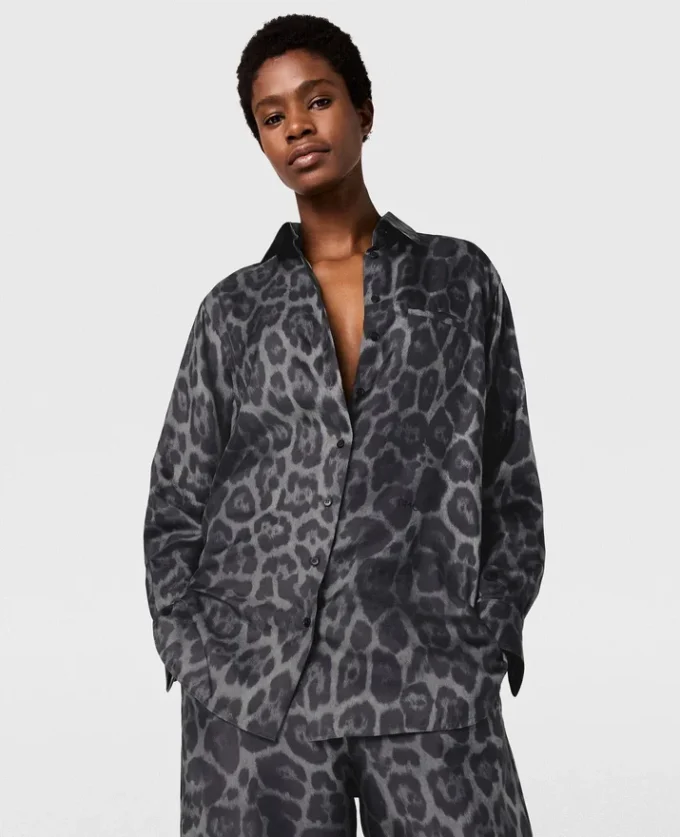 Oversized-Hemd mit Leopardenmuster