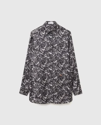 Oversized-Hemd mit Spitzenprint