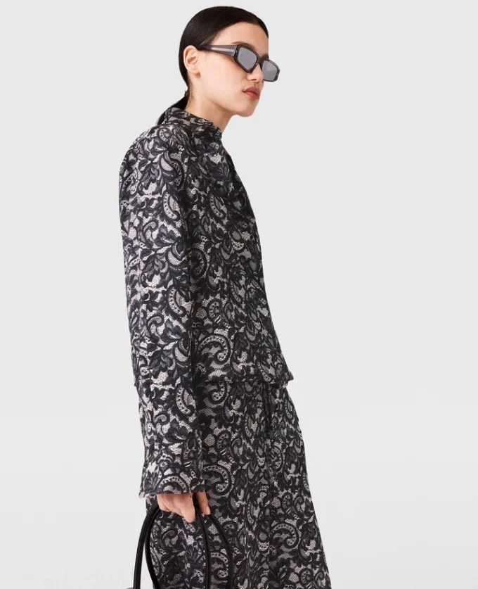 Oversized-Hemd mit Spitzenprint