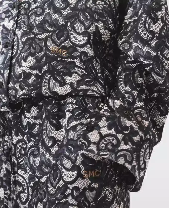 Oversized-Hemd mit Spitzenprint
