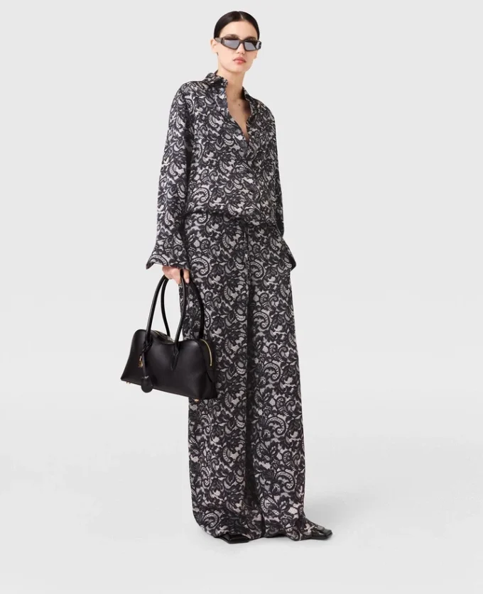Oversized-Hemd mit Spitzenprint