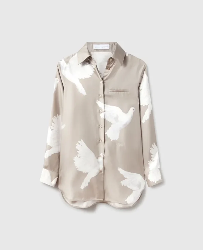 Oversized-Hemd mit Taubenprint