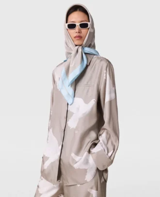 Oversized-Hemd mit Taubenprint