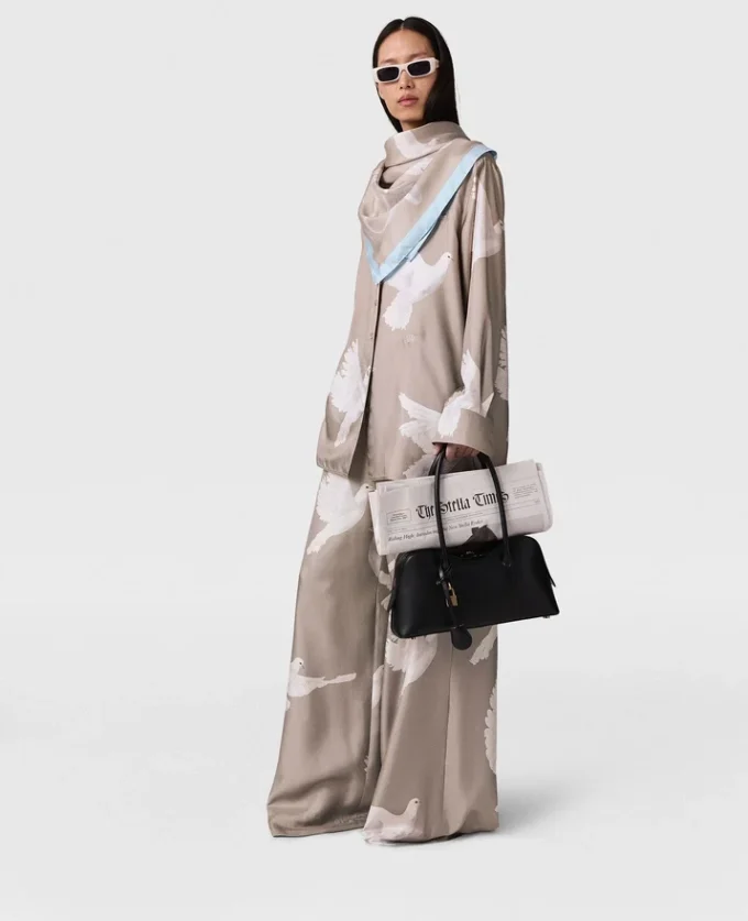 Oversized-Hose mit Kordelzug und Taubenprint
