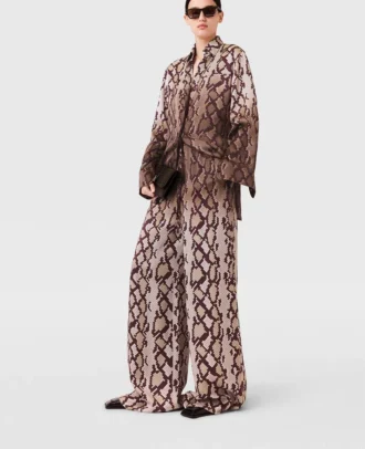 Oversized-Hose mit Kordelzug und Schlangenprint