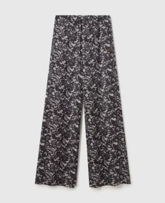Oversized-Hose mit Kordelzug und Spitzenprint
