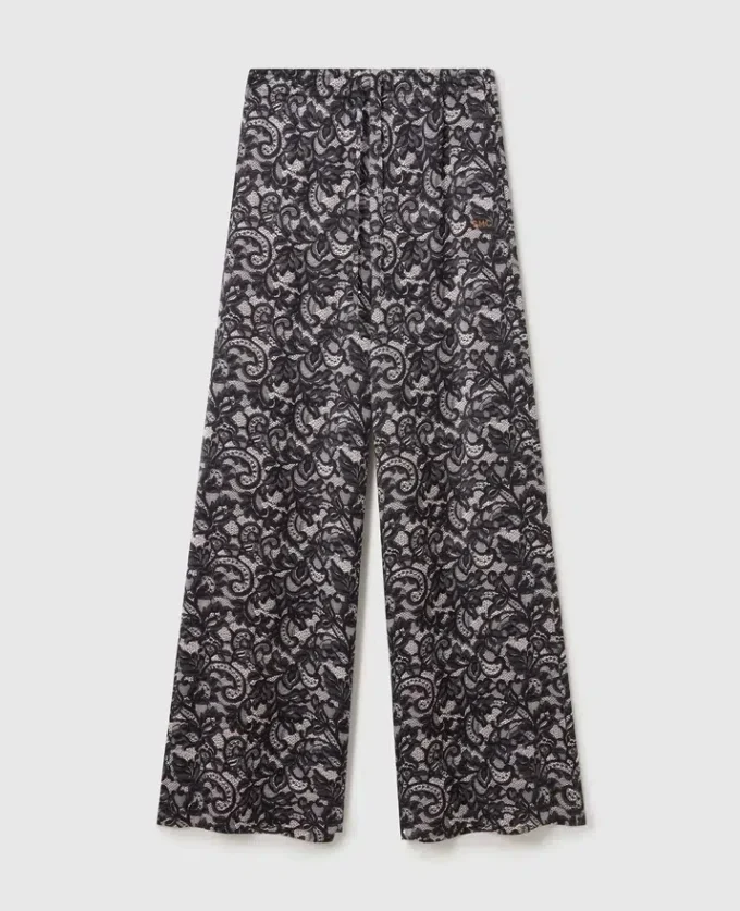 Oversized-Hose mit Kordelzug und Spitzenprint