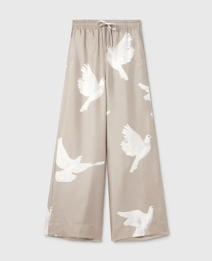 Oversized-Hose mit Kordelzug und Taubenprint