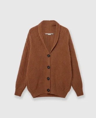 Oversized-Strickjacke mit V-Ausschnitt und Rippbündchen
