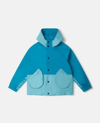 Parka-Jacke mit Kapuze und Farbblock-Design