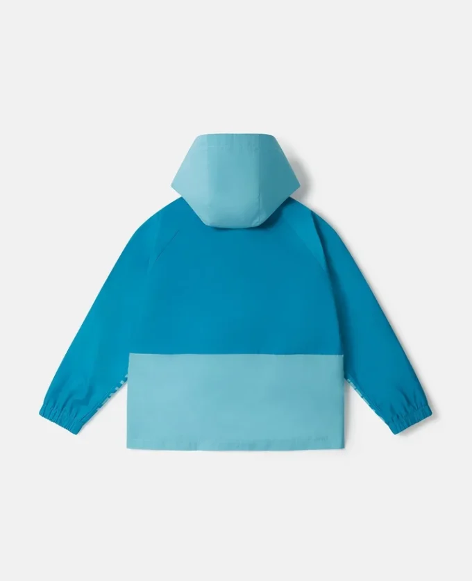 Parka-Jacke mit Kapuze und Farbblock-Design