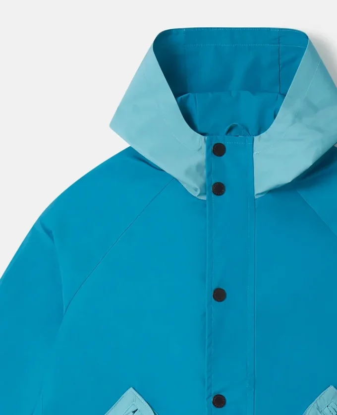 Parka-Jacke mit Kapuze und Farbblock-Design