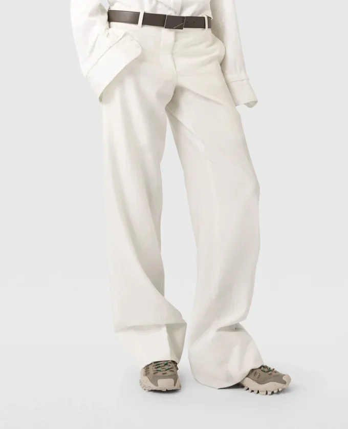 Plissierte Hose mit geradem Bein