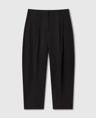 Plissierte Wollhose mit hoher Leibhöhe