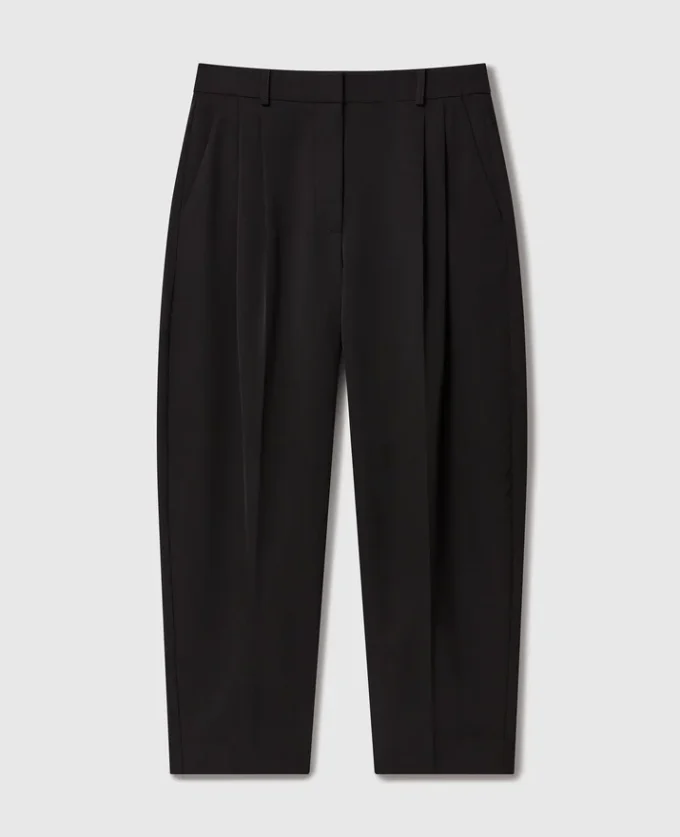Plissierte Wollhose mit hoher Leibhöhe