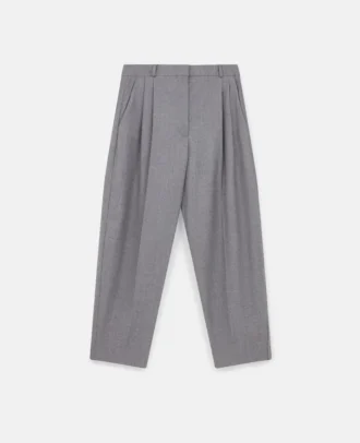 Plissierte Wollhose mit hoher Leibhöhe