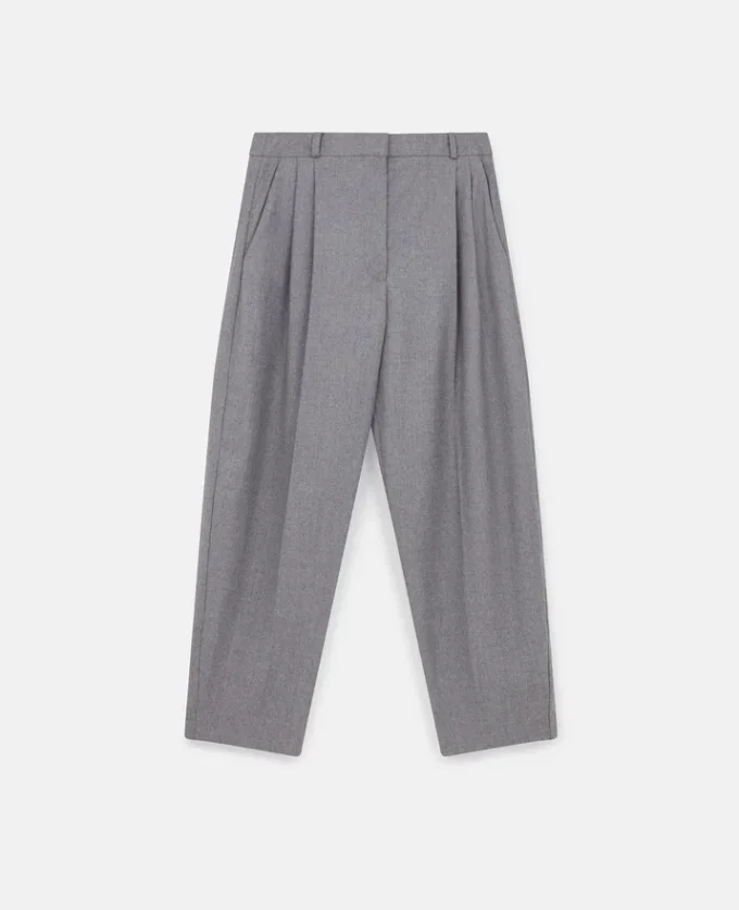 Plissierte Wollhose mit hoher Leibhöhe