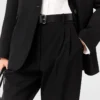 Plissierte Wollhose mit hoher Leibhöhe
