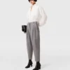 Plissierte Wollhose mit hoher Leibhöhe