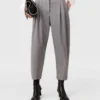 Plissierte Wollhose mit hoher Leibhöhe
