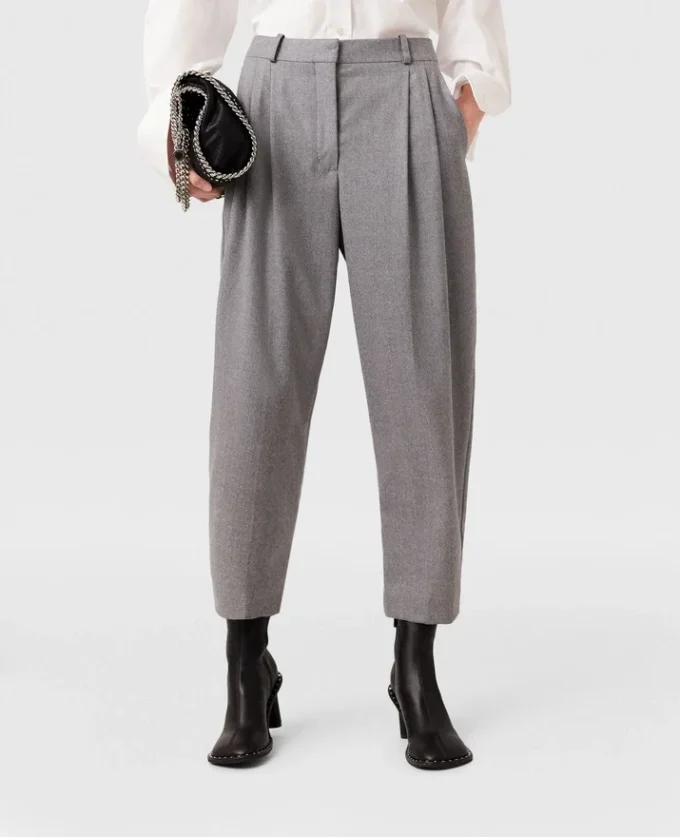 Plissierte Wollhose mit hoher Leibhöhe