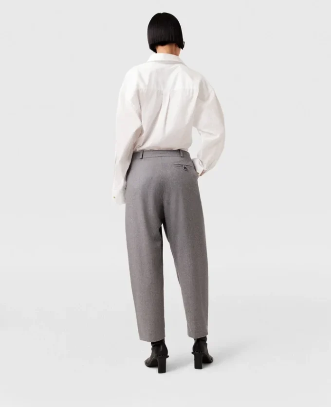 Plissierte Wollhose mit hoher Leibhöhe
